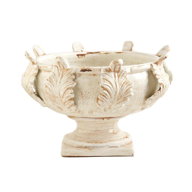 White European Ceramic Bowl with Leaves