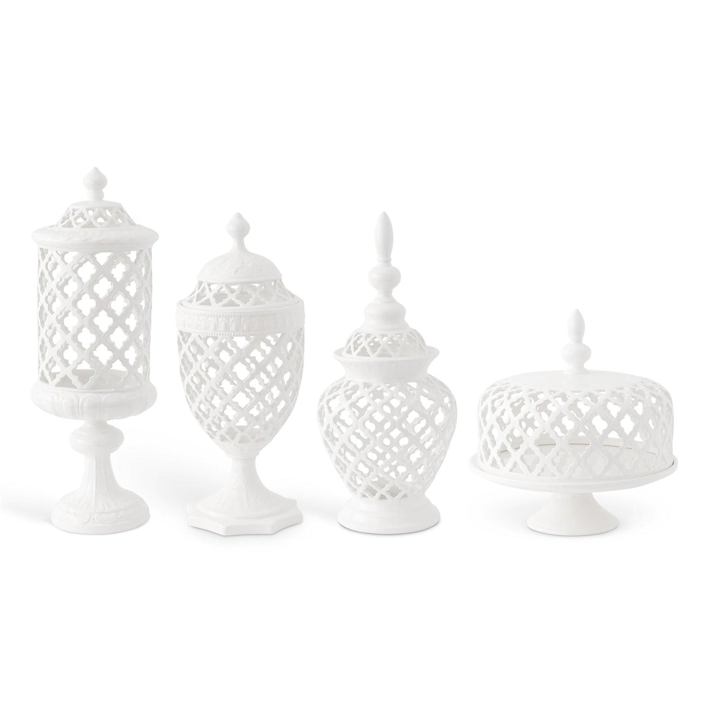 White Ceramic Filigree Round Jar