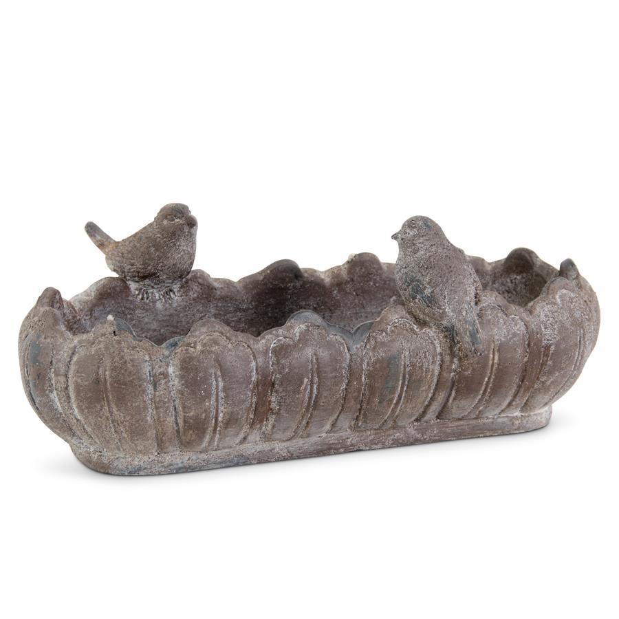 Distressed Stone Resin Oblong Bird Feeder