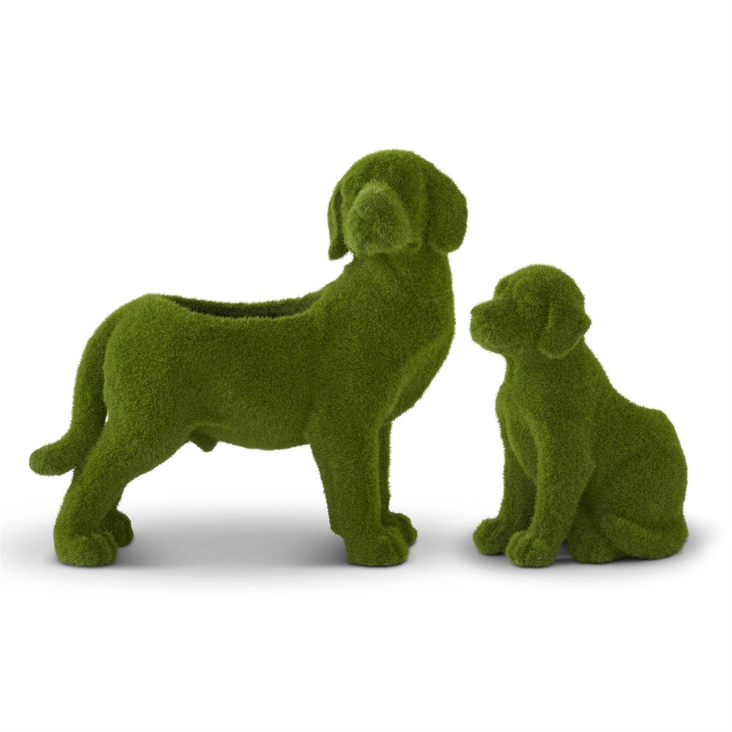 Resin Green Flocked Mossy Dog Containers with Drain