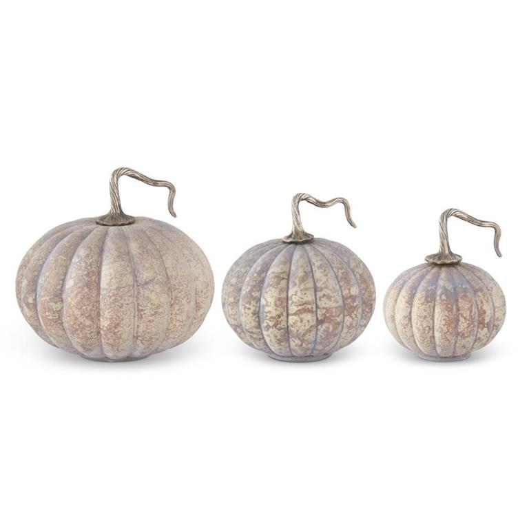 Matte Cream & Brown Speckled Glass Pumpkins