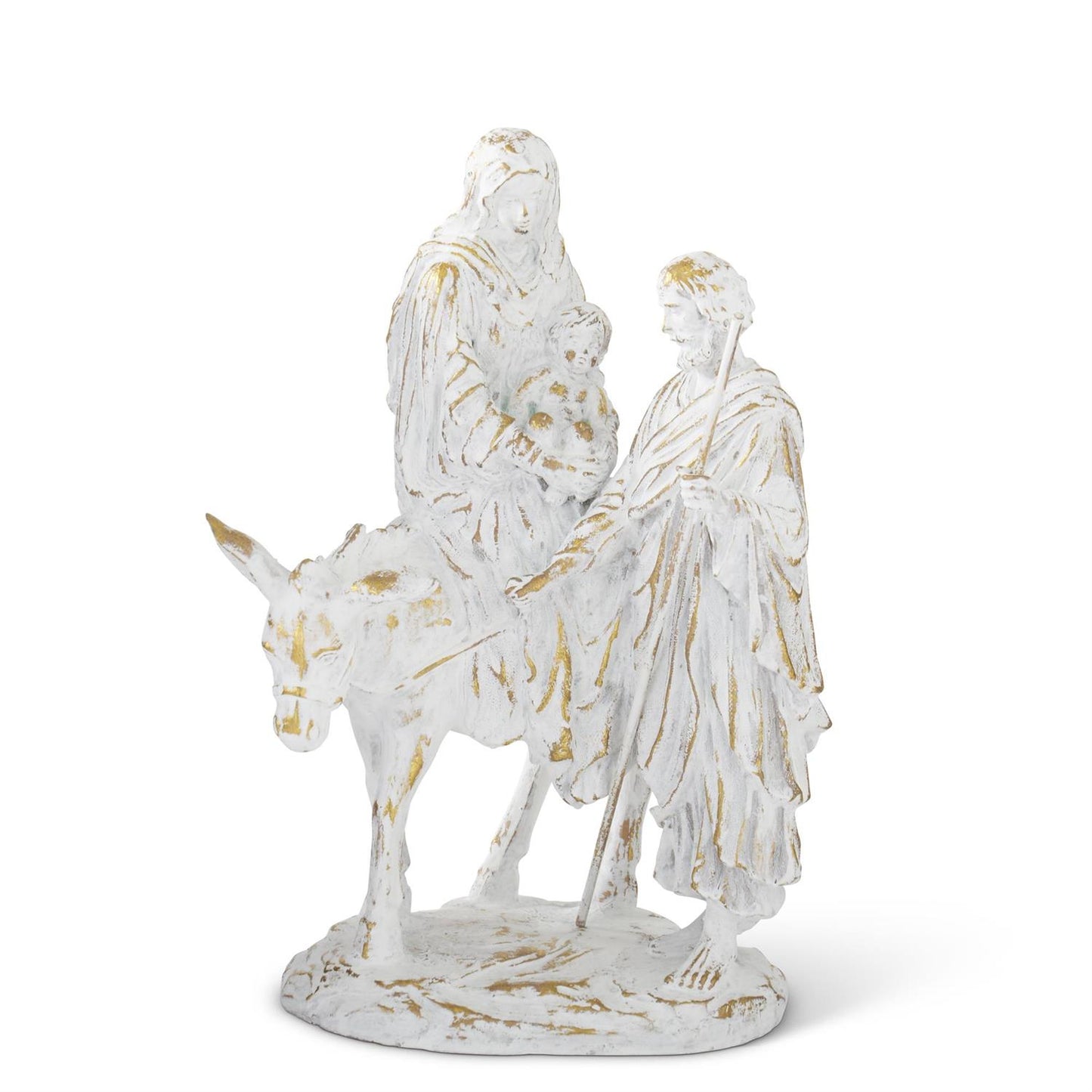 White with Gold Holy Family Traveling