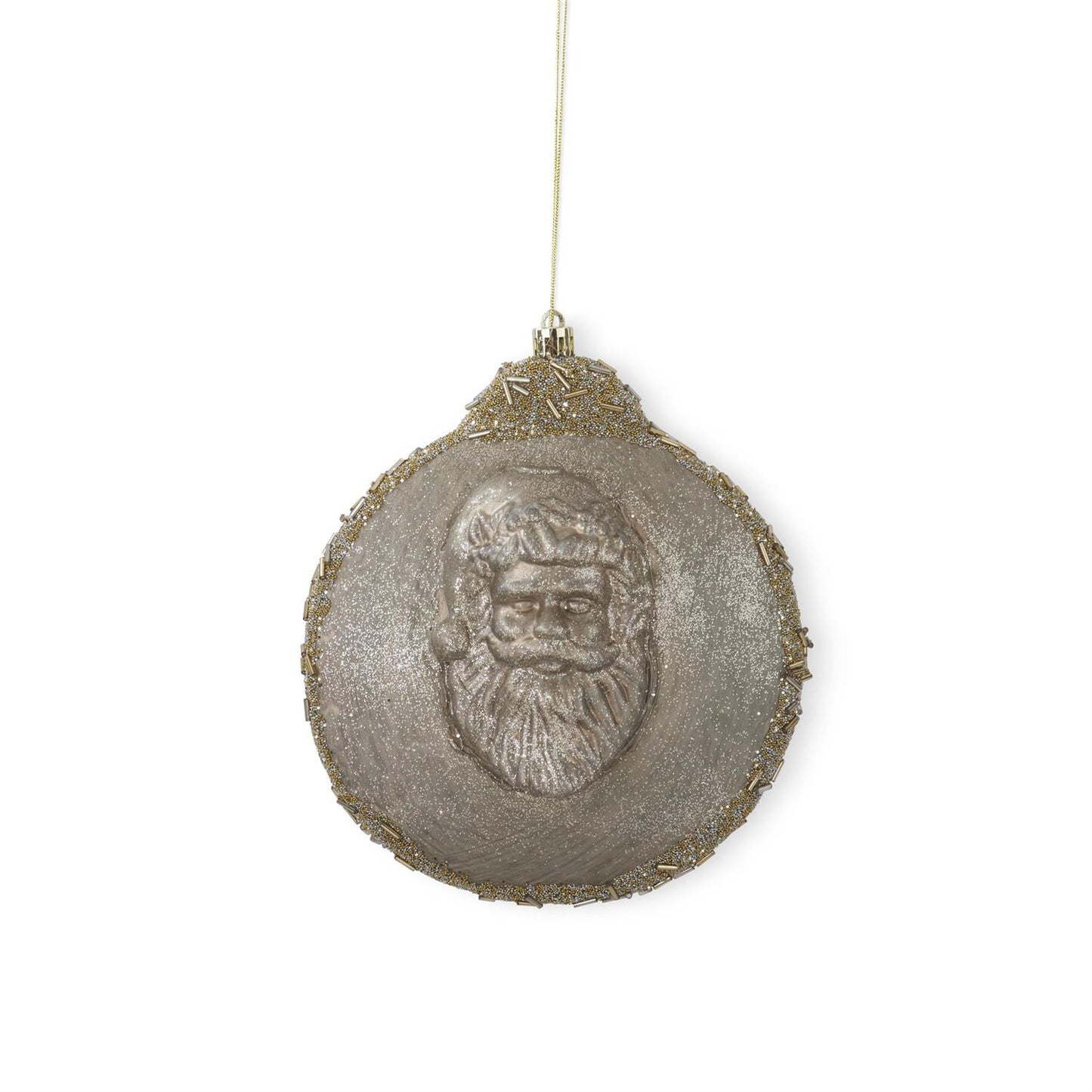 Round Gold Santa Head Shatterproof Ornament