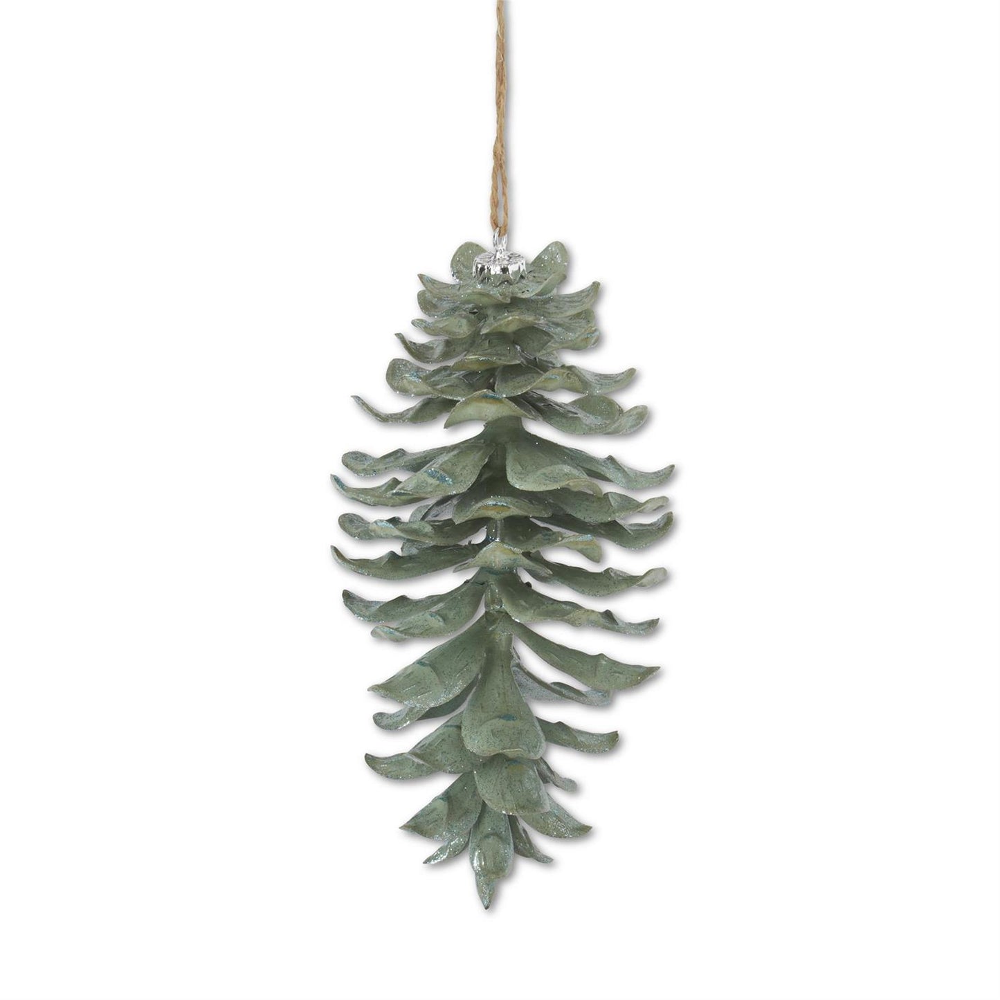 Sage Glittered Shatterproof Pinecone