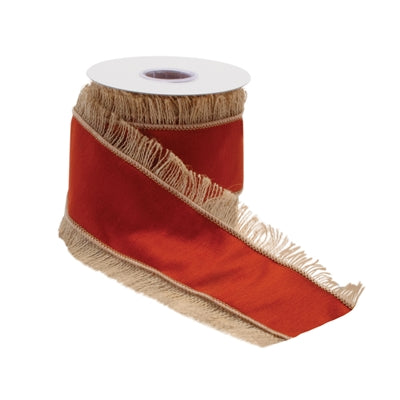 Burnt Orange Ribbon with Jute Edging