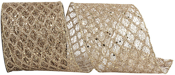 Champagne Glitter Mesh Diamond Web Sequin Dots