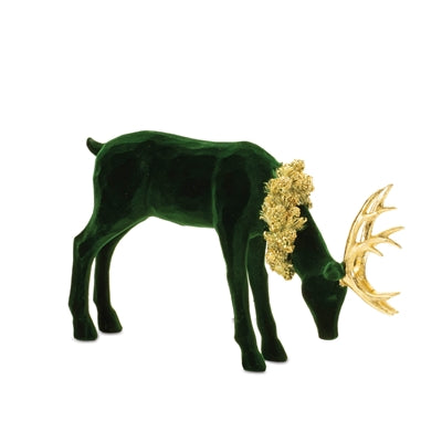 Flocked Deer with Gold Wreath and Antlers
