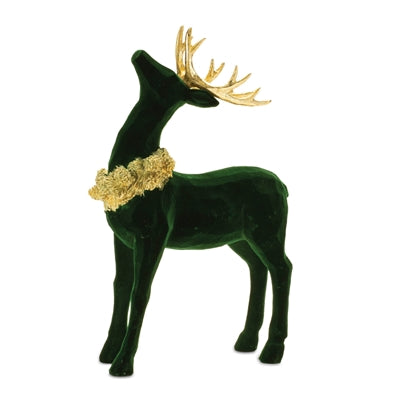 Flocked Deer with Gold Wreath and Antlers