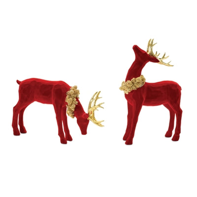 Flocked Deer with Gold Wreath and Antlers