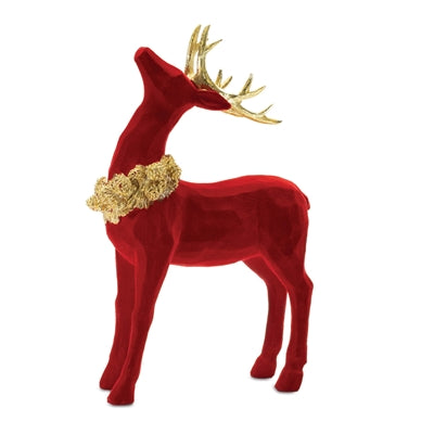 Flocked Deer with Gold Wreath and Antlers
