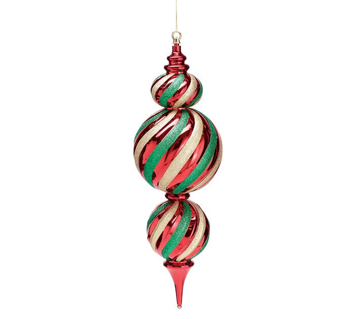 Extra Large Red, Green and Gold Finial
