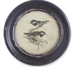 Round Black Framed Bird Print