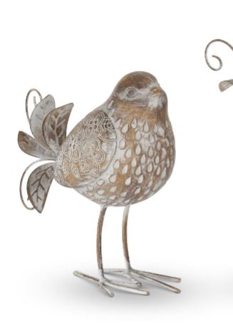 Resin & Metal Floral Wing Bird