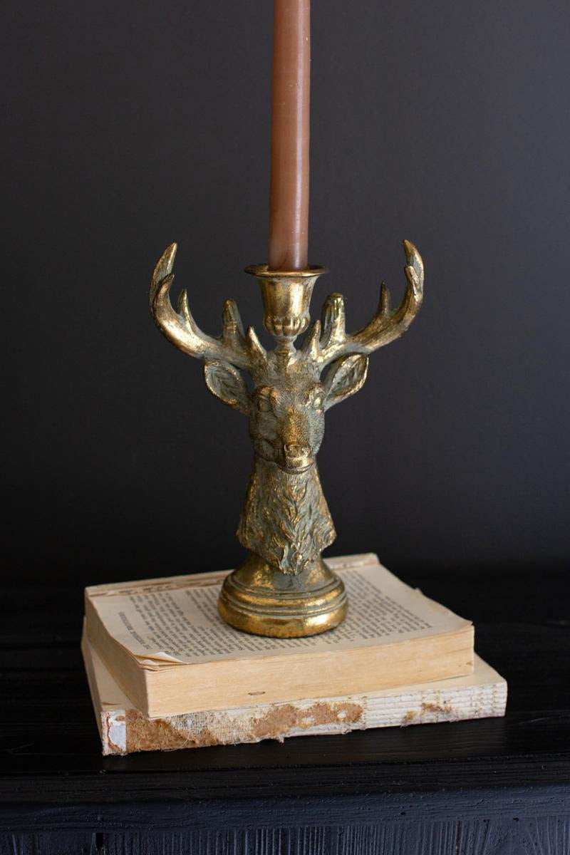 RESIN TAPER CANDLE HOLDER - DEER