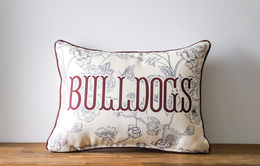 Bulldogs Toile Pillow Piping Garnet