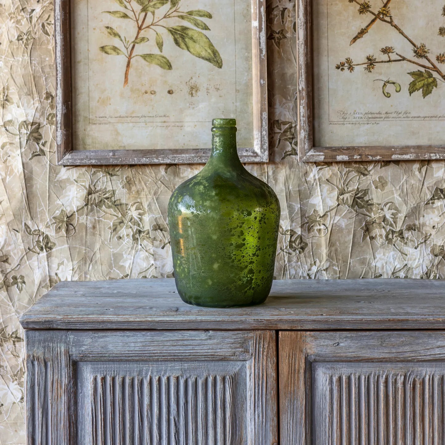 Decorative Aged Verde Bottle Small