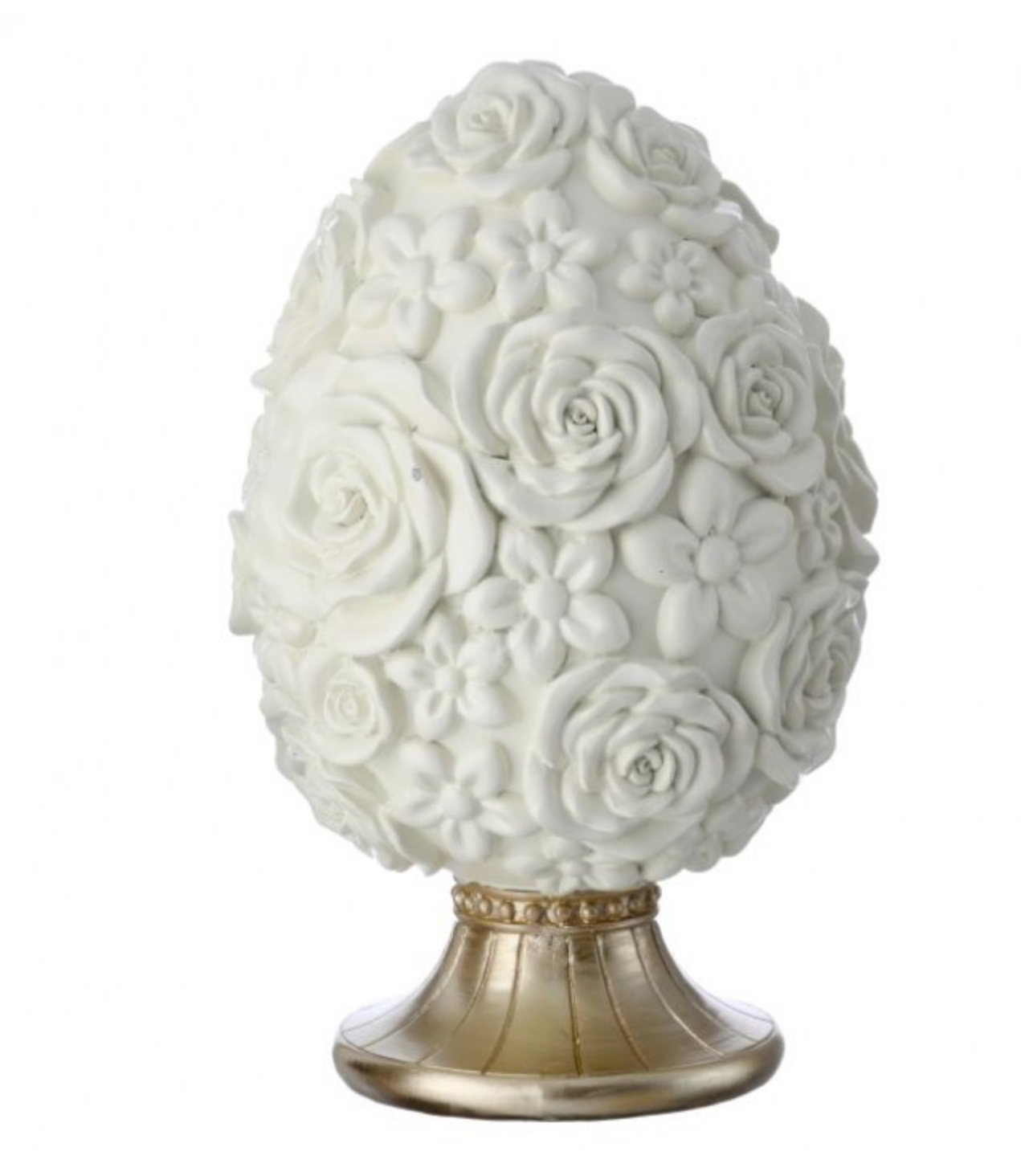 White Chocolate Egg with Carved Rose Pattern