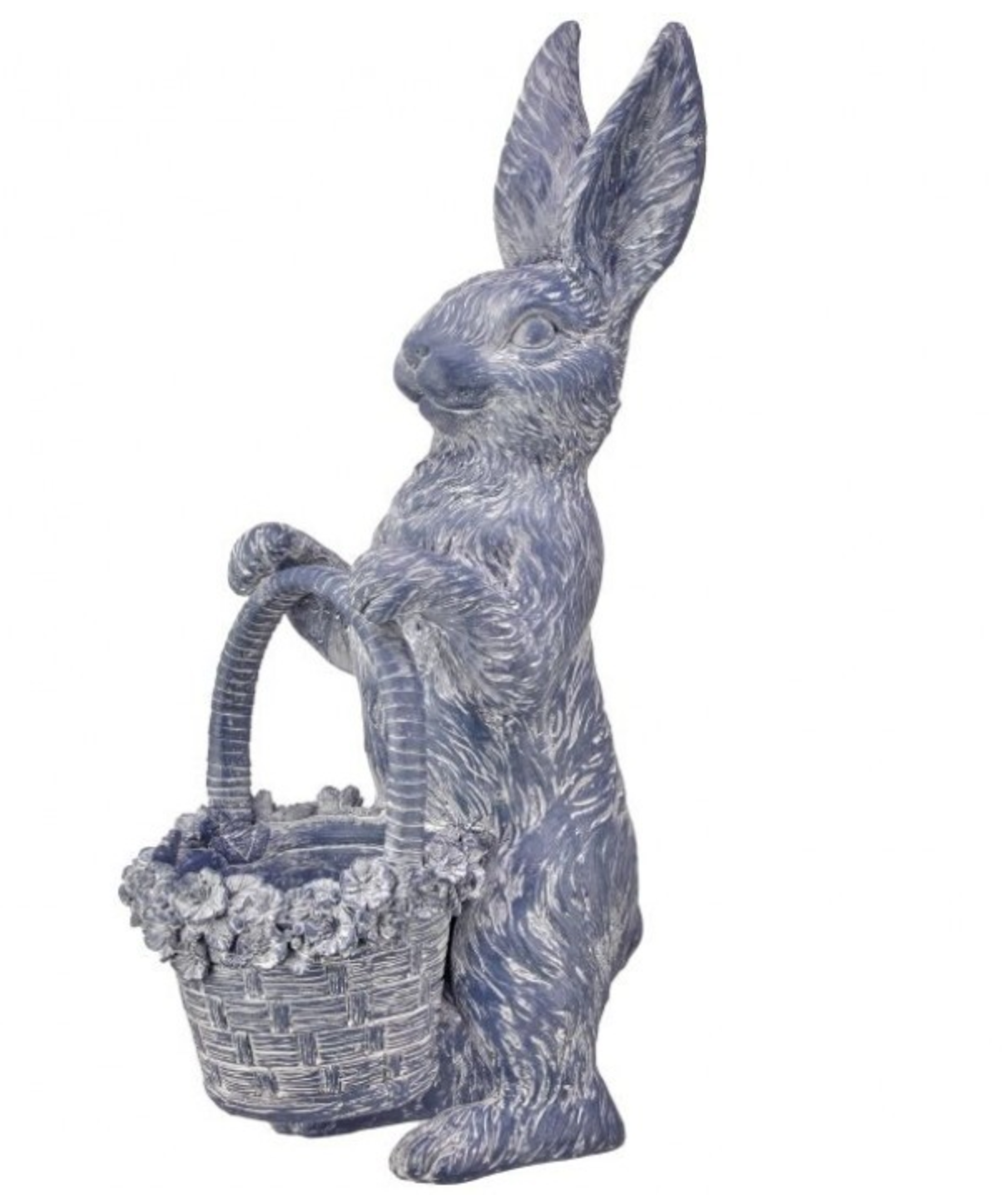 Resin Bunny with Floral Basket Planter
