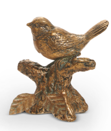 4" Antique Gold Bird on Branch