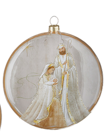 5" Holy Family and Angel Disc Ornament