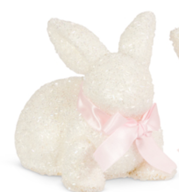 5.5" White Glitter Bunny