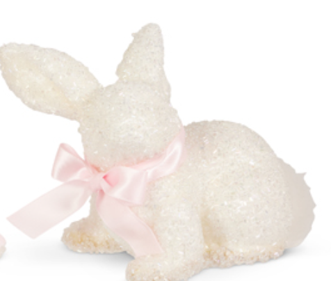 5.5" White Glitter Bunny