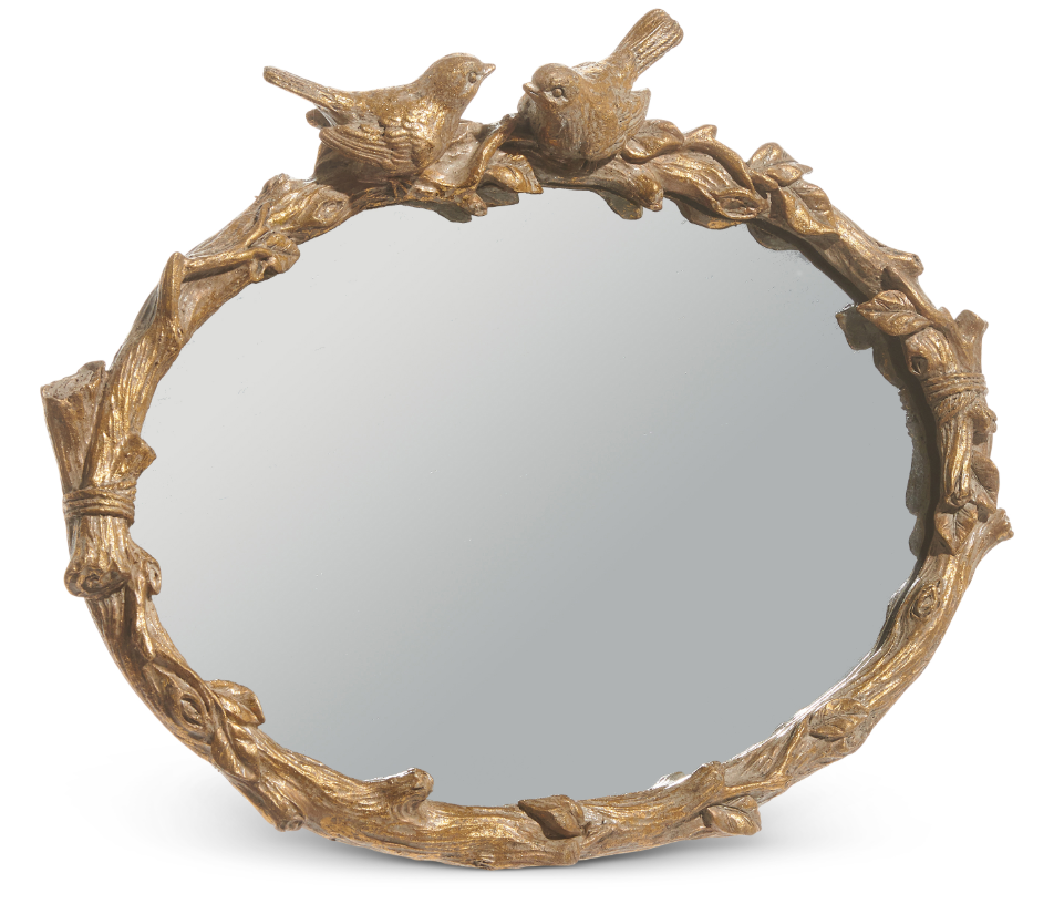 Bird on Branch Oval Mirror