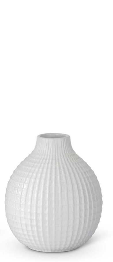 Glossy White Ceramic Grid Vases