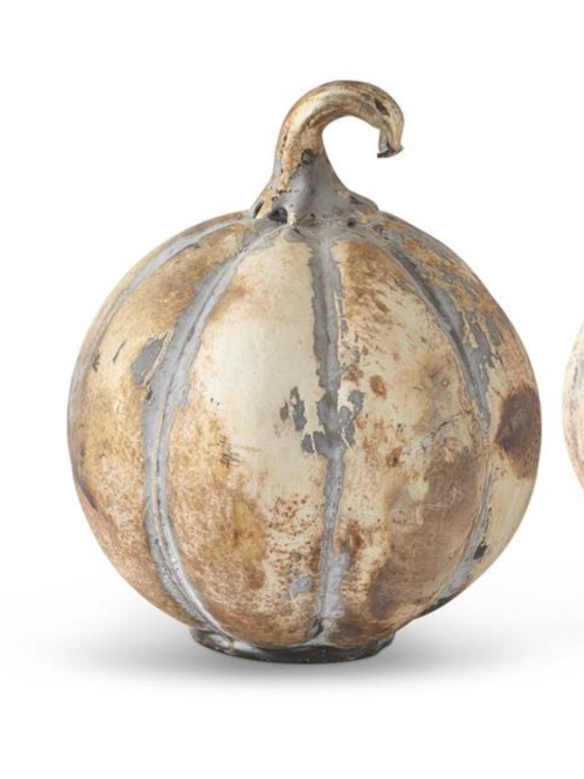 Medium Matte Antiqued Gold Mercury Glass Pumpkin