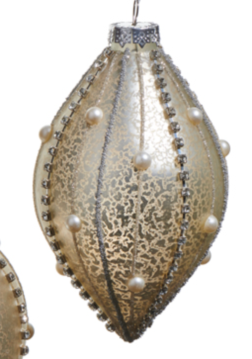 Silver Mercury Glass And Pearl Ornament
