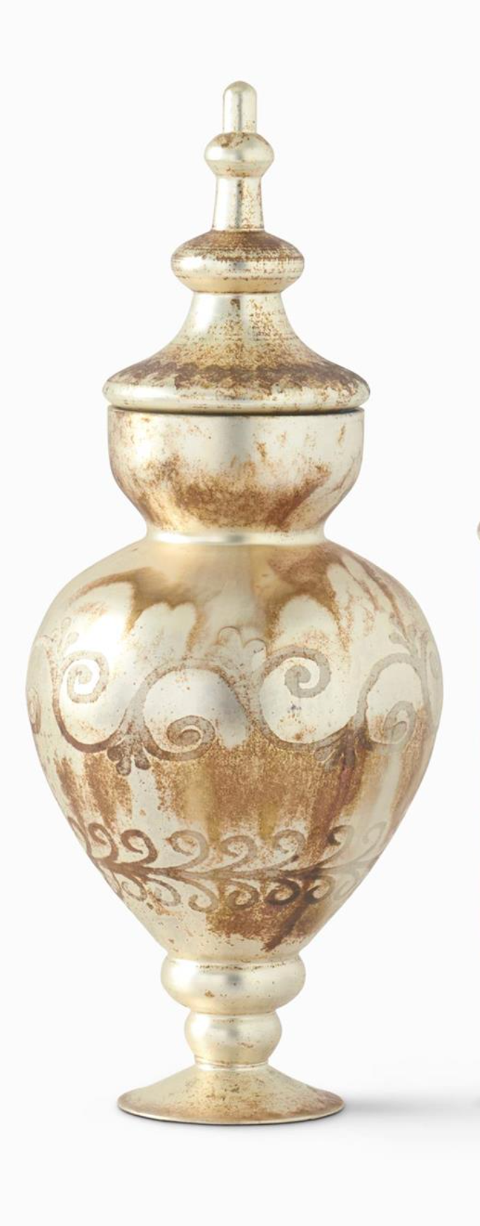 Burnt Champagne Etched Glass Apothecary Jar