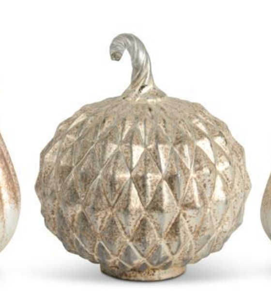 Matte Antiqued Gold Mercury Glass Gourd