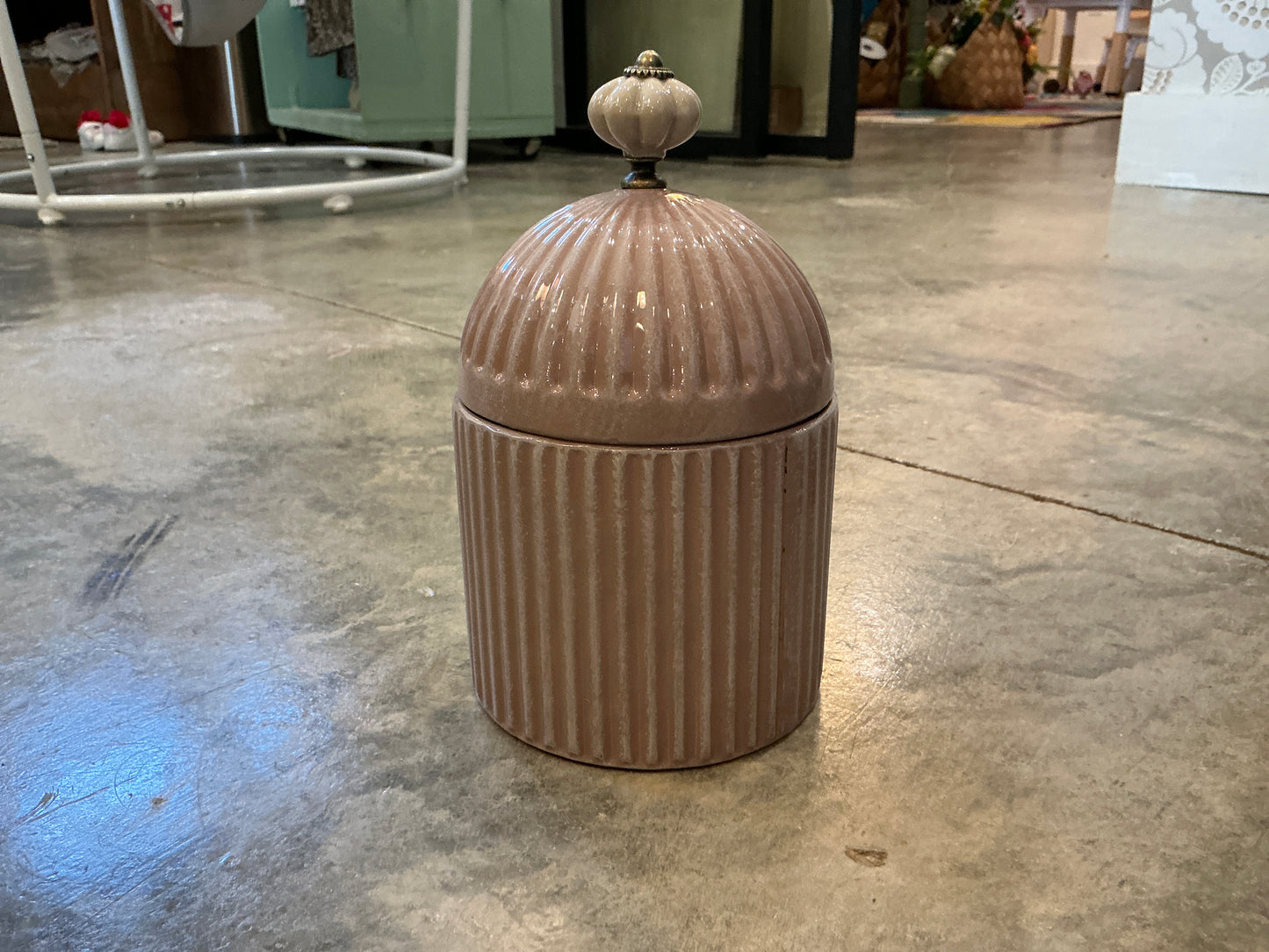 Canister w/Lid 4.75"D x 8"H Iron/Ceramic