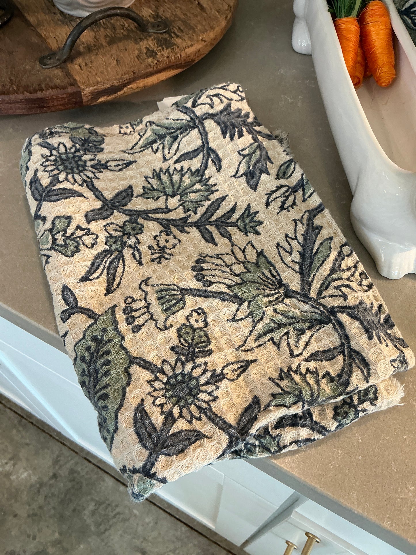Cornflower Botanical Print Cotton Dish Towel