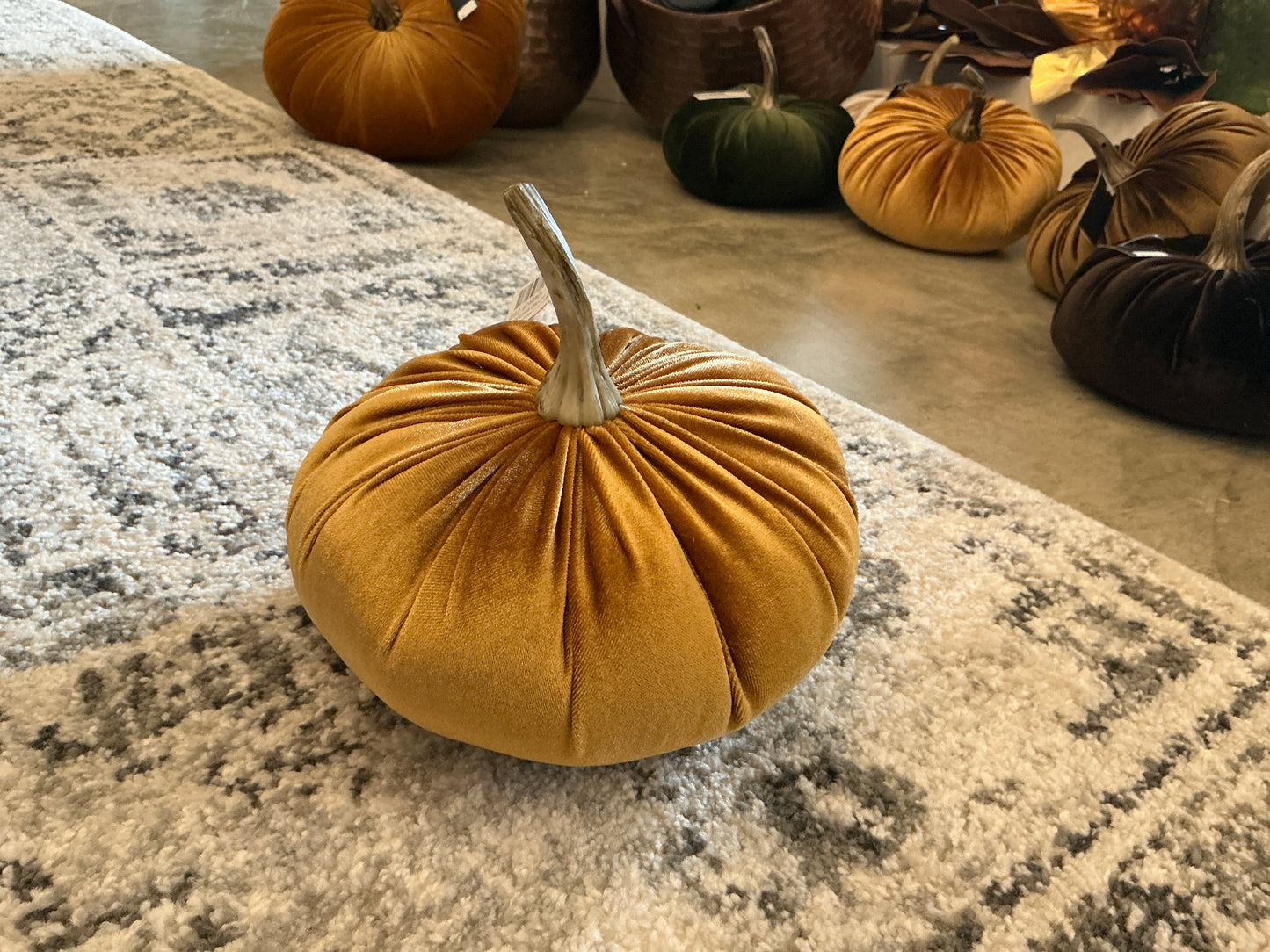 Small Plush Velvet Pumpkin - Orange
