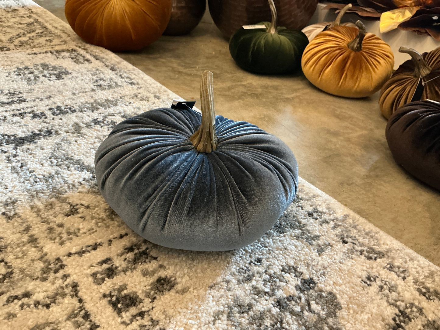 Small Plush Velvet Pumpkin - Blue