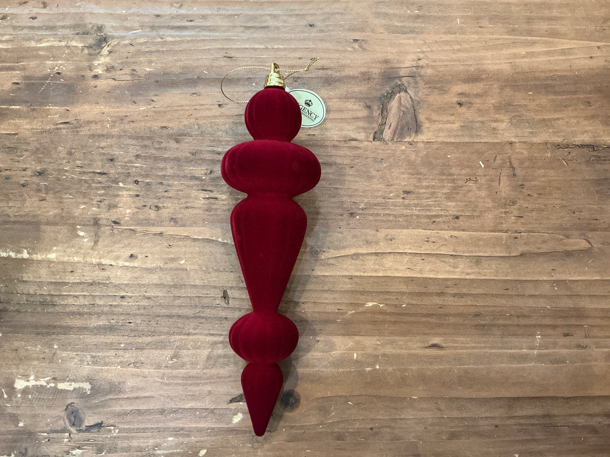 Burgundy Flocked Finial Ornament