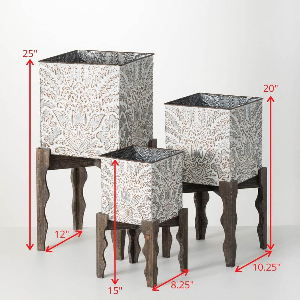 Square Metal Floral Planters