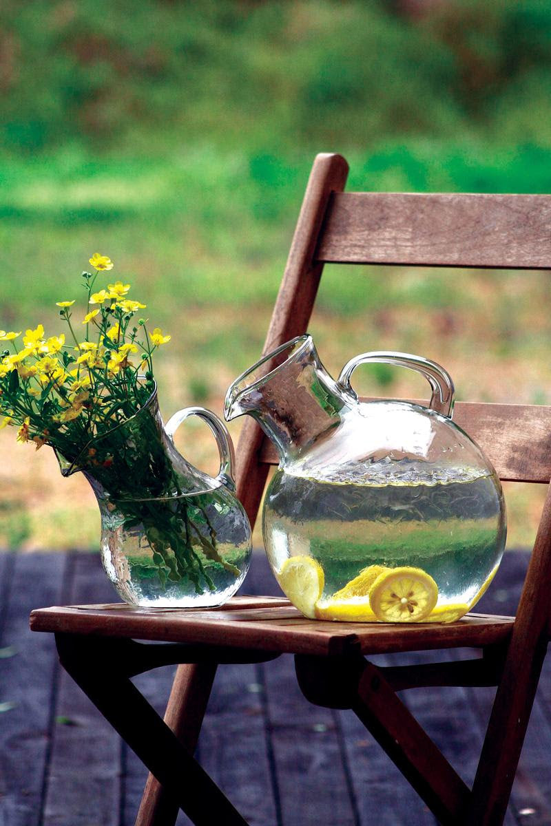 Tilted Glass Pitcher