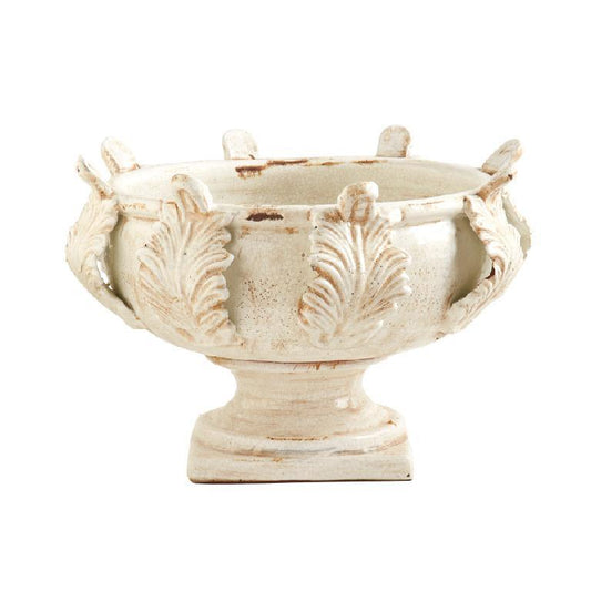 White European Ceramic Bowl with Leaves
