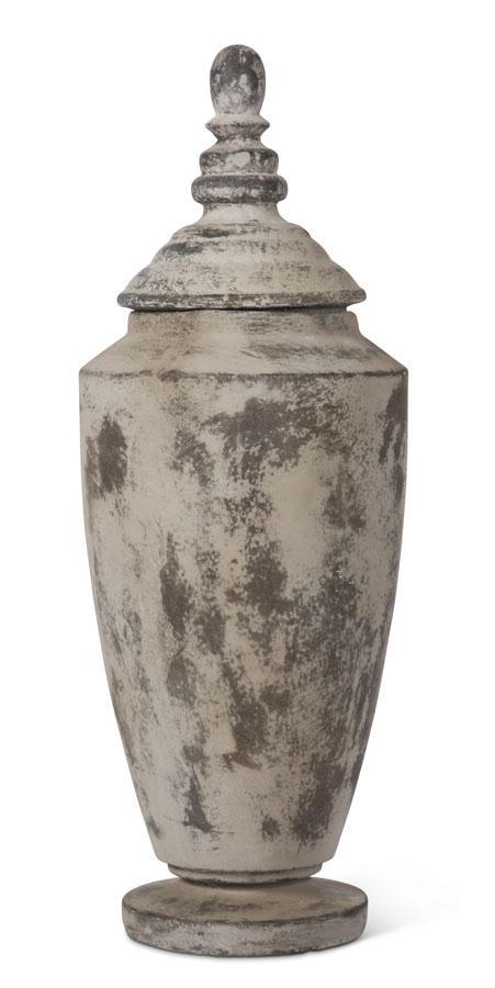 Larger Distressed Terra Cotta Vase with Lid
