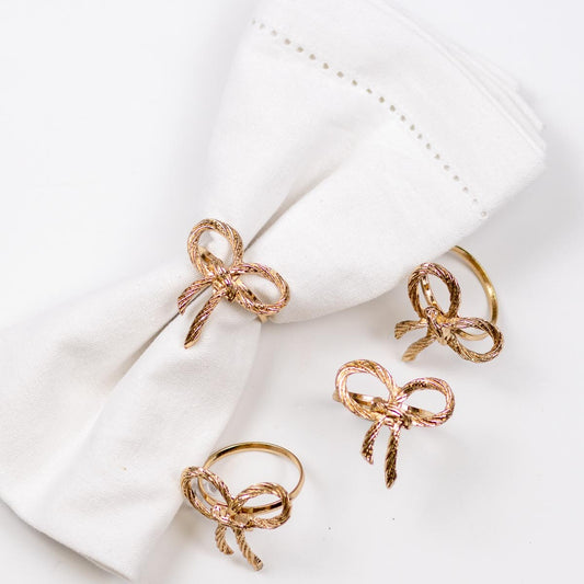 Gold Bow Napkin Rings - set of 4