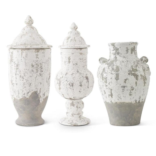 White Glazed Terracotta Vases