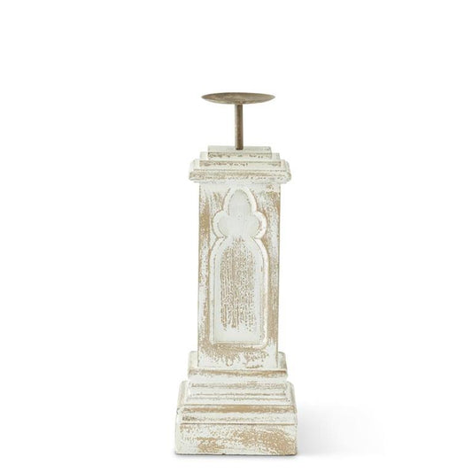 Large Whitewashed Candleholder