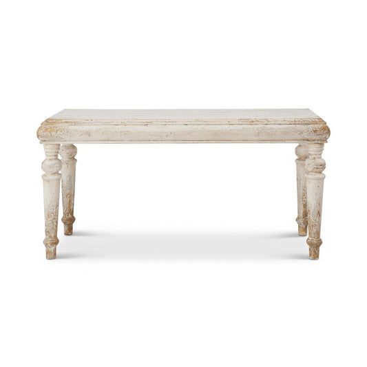 Distressed Whitewashed & Gold Wood Table Medium