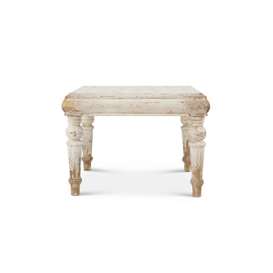 Distressed Whitewashed & Gold Wood Table Small