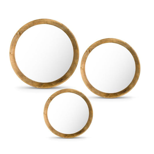 Round Fir Wood Framed Mirrors