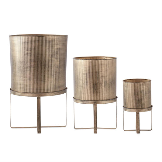 Gold & Black Metal Modern Planters on Stands