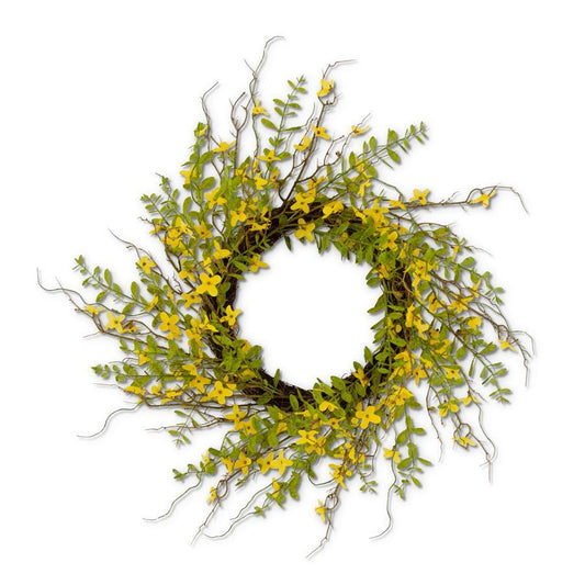 Forsythia Wreath with Foliage