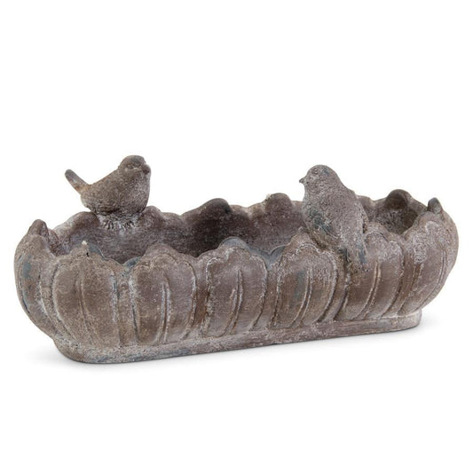 Distressed Stone Resin Oblong Bird Feeder